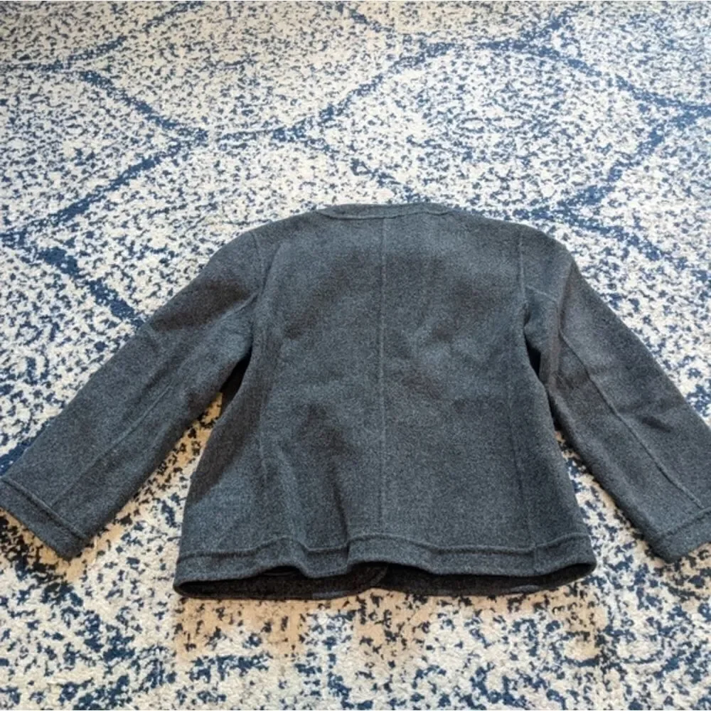 Talbots gray Crop Ruffle Wool Jacket Blazer - Picture 11 of 11